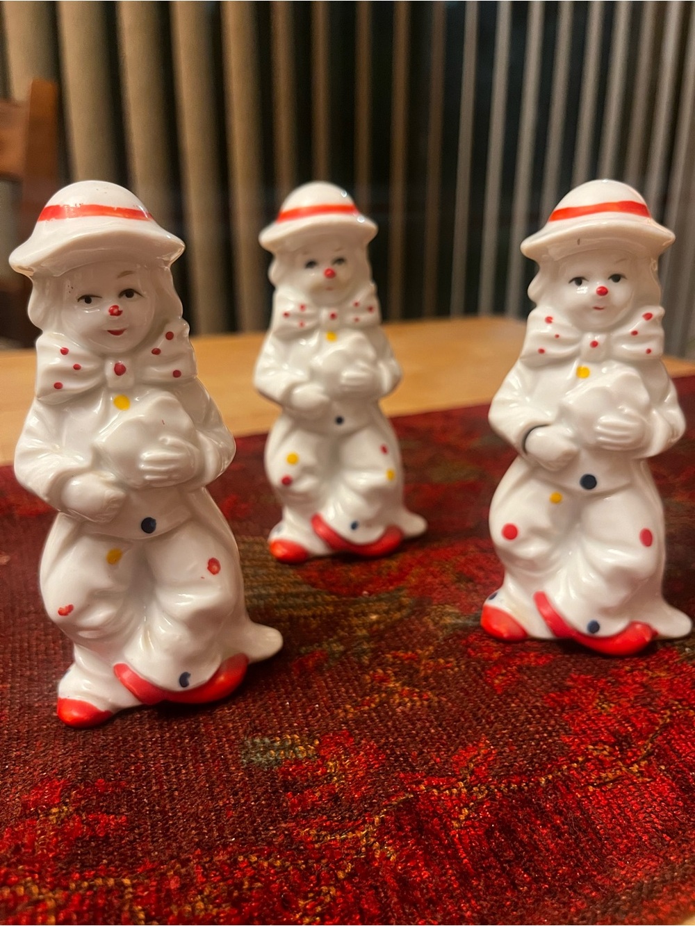 Three matching vintage Sophia Ann porcelain clown figurines
– Made in Taiwan